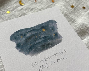 Condolence card for a stillborn child | Farewell card | Sympathy card | Baby condolence card | Far too short, yet forever | Mourning | Star
