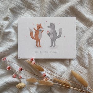 Geburtstagskarte Fuchs und Wolf | Geburtstagskarte Waldtiere | Grußkarte Geburtstag | Zum Geburtstag | Geschenkidee Geburtstag