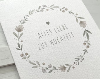 Karte Hochzeit | Glückwunschkarte zur Hochzeit | Hochzeitsgeschenk | Hochzeitskarte | Liebe | Blumenkranz | A6 Karte mit Umschlag