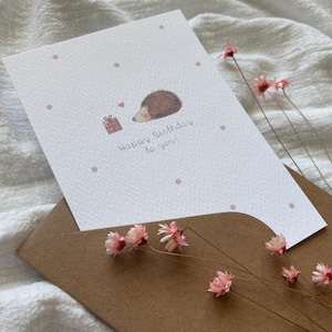 Karte Igel | Karte Geburtstag | Geburtstagskarte Igel | Karte Happy Birthday to you | Glückwunschkarte Geburtstag | Igel mit Geschenk