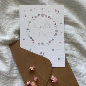 Karte Hochzeit personalisiert | Personalisierte Karte zur Hochzeit | Glückwunsch Hochzeit | Hochzeitsgeschenk | Hochzeitskarte | Blumenkranz