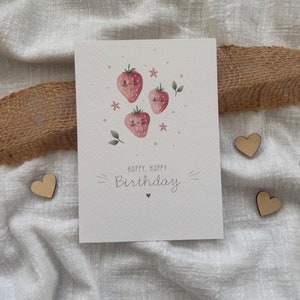 Karte Erdbeeren | Karte Sommerfrüchte | Geburtstagskarte | Karte Happy Birthday | Glückwunschkarte Geburtstag | Sommer | Geschenkidee