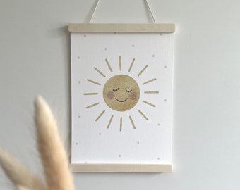 Poster Kinderzimmer Sonne | Poster Sonnenschein | Dekoration Kinderzimmer | Wandbild | Babyzimmer | Sommersonne | Kinderzimmer Dekoration