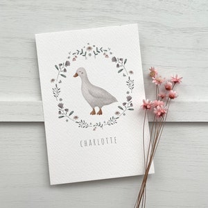 Personalisierte Karte Gans | Karte mit Name | Geburtstagskarte | Karte zur Geburt | Blumenkranz | Gans | Karte Baby | Geburtskarte Baby