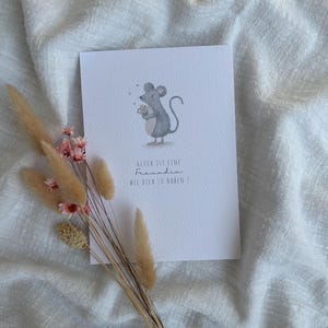 Karte Maus | Karte Maus mit Blumenstrauß | Für meine beste Freundin | Geschenkidee Freundin | Ich hab Dich lieb | Freundschaft