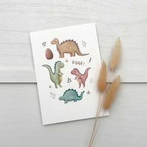 Karte Dino | Geburtstagskarte Dinosaurier | Karte für Kinder | Kindergeburtstag Dinosaurier | Glückwunschkarte | Geburtstagseinladung