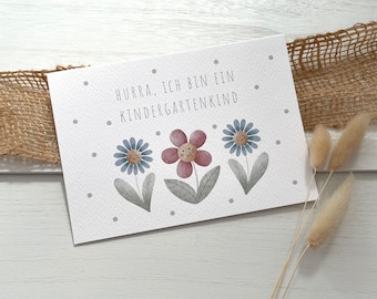 Karte Kindergarten | Postkarte Kita | Kindergartenkind | Kindergartenstart | Kita Start | Karte für Kinder | Kita Kind | Blumen | A6 Karte