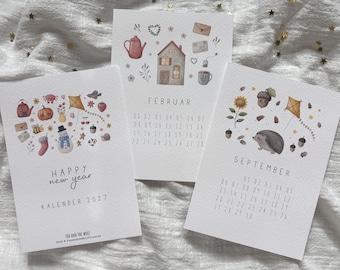 2027 Calendar | Postcard Calendar | Small Wall Calendar | Desk Calendar | Christmas Gift | Christmas Gift Idea | Wall Decoration