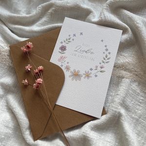 Geburtstagskarte Blumenkranz | Alles Liebe zum Geburtstag | Glückwunschkarte Blumen | Frühling | Gänseblümchen | Schlichter Blumenkranz