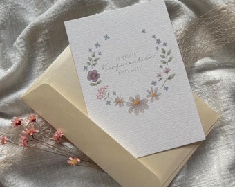 Karte Konfirmation | Alles Liebe zur Konfirmation | Glückwunschkarte Konfirmation | Blumenkranz | Schlichte Glückwunschkarte | Frühling