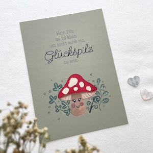 A6 card | Postcard | Map lucky guy | mushroom | illustration