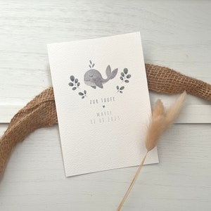 Karte Taufe personalisiert | Personalisierte Karte zur Taufe | Taufkarte mit Namen | Geschenk zur Taufe | Taufe Wal | Schlichte Taufkarte