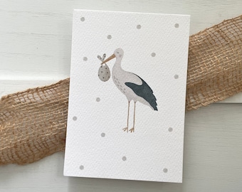 Birth announcement card | Birth announcement | Birth of a girl | Birth of a boy | Stork card | Hello Baby | Little Miracle | Family | A6 card