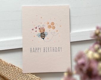 Postkarte Biene | Karte Geburtstag | Geburtstagskarte Frühling | Glückwunschkarte zum Geburtstag | Grußkarte | Biene | Frühling
