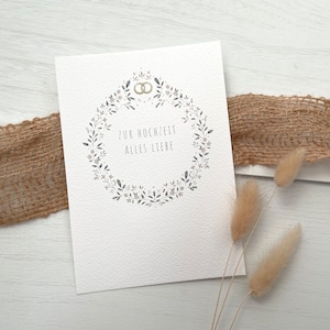 Karte Hochzeit | Glückwunschkarte zur Hochzeit | Hochzeitsgeschenk | Hochzeitskarte | Liebe | Blumenkranz | A6 Karte mit Umschlag