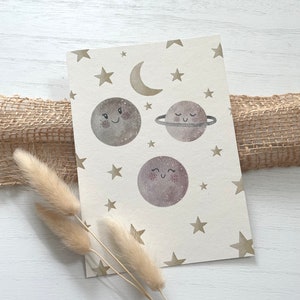 Postkarte Planeten | Planeten Party | Karte Weltraum | Glückwunschkarte Universum | Geburtstag Mond | Kinder Geburtstag | Weltall | Sterne