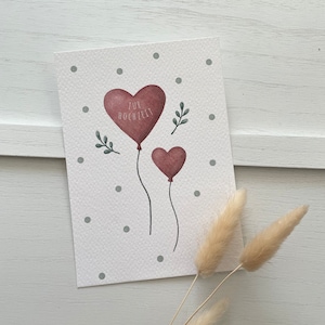 Karte Hochzeit | Glückwunschkarte zur Hochzeit | Hochzeitsgeschenk | Hochzeitskarte | Liebe | Herzluftballons | A6 Karte