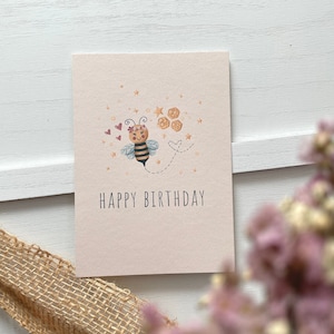 Postkarte Biene | Karte Geburtstag | Geburtstagskarte Frühling | Glückwunschkarte zum Geburtstag | Grußkarte | Biene | Frühling