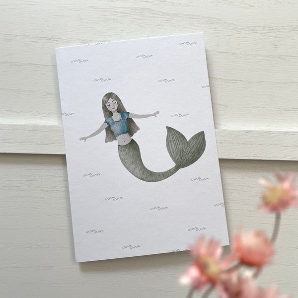 Card Mermaid | Children's Birthday Sea | card girl | birthday | Birthday card for kids | greetings card | sea | Summer
