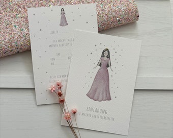 Einladungskarte Prinzessin | Geburtstagseinladung | Karte Prinzessin | Kindergeburtstag | Mottoparty | Geburtstagsfeier | Partyeinladung