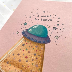 Postkarte Ufo DIN A6 Karte Karte mit Spruch Illustration Etsy.de
