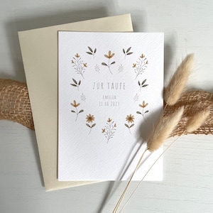 WBdesignz Taufkarte Mit Umschlag – Elegantes Design Mit Eukalyptus Blätterkranz (125 X 125 Mm, Made In Germany)