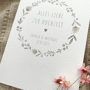 Karte Hochzeit personalisiert Personalisierte Karte zur Hochzeit Glückwunsch Hochzeit Hochzeitsgeschenk Hochzeitskarte Blumenkranz Bild 5