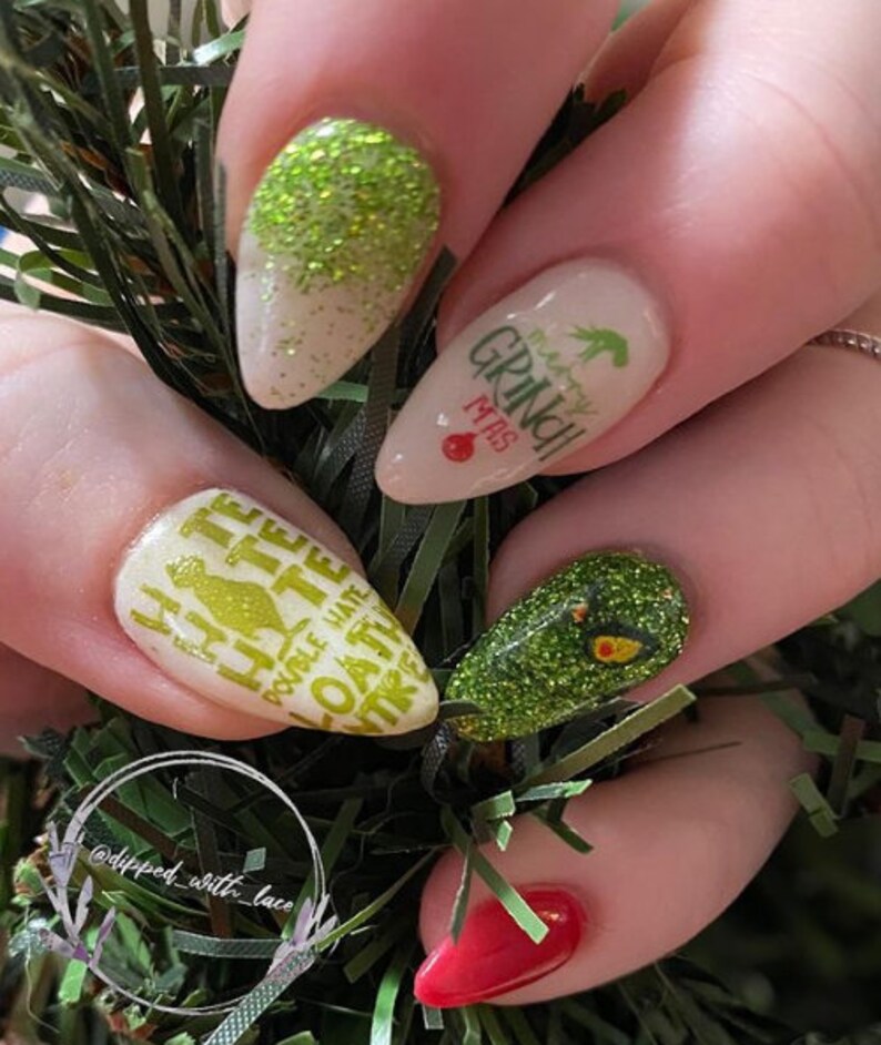 Christmas Grinch Nail Water Decal Holiday Nail Decals Nail Etsy