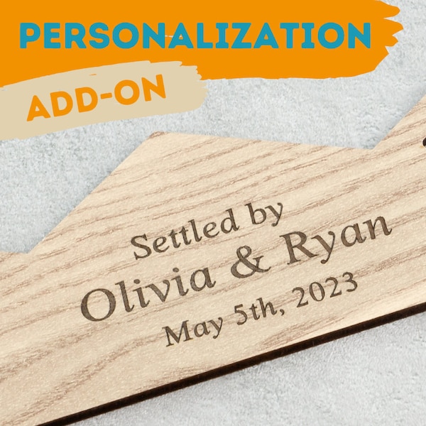 ADD-ON: Personalization for Custom Settlers Wood Board Game & Box, Customization with Engraving, Birthday Aniversary Gift