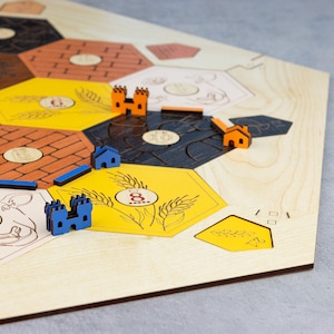 Jeu de colons en bois personnalisé, pièces et boîte