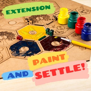 Extension(Add-on) 5-6 Player Paint Your Custom Settlers Wood Game Board