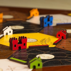 Settlers Game Pieces and Organizer/Holder