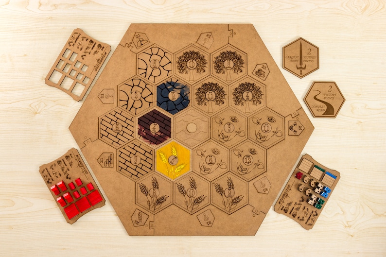 Paint Your Custom Settlers Wood Game Board Pieces & Box 24 Etsy