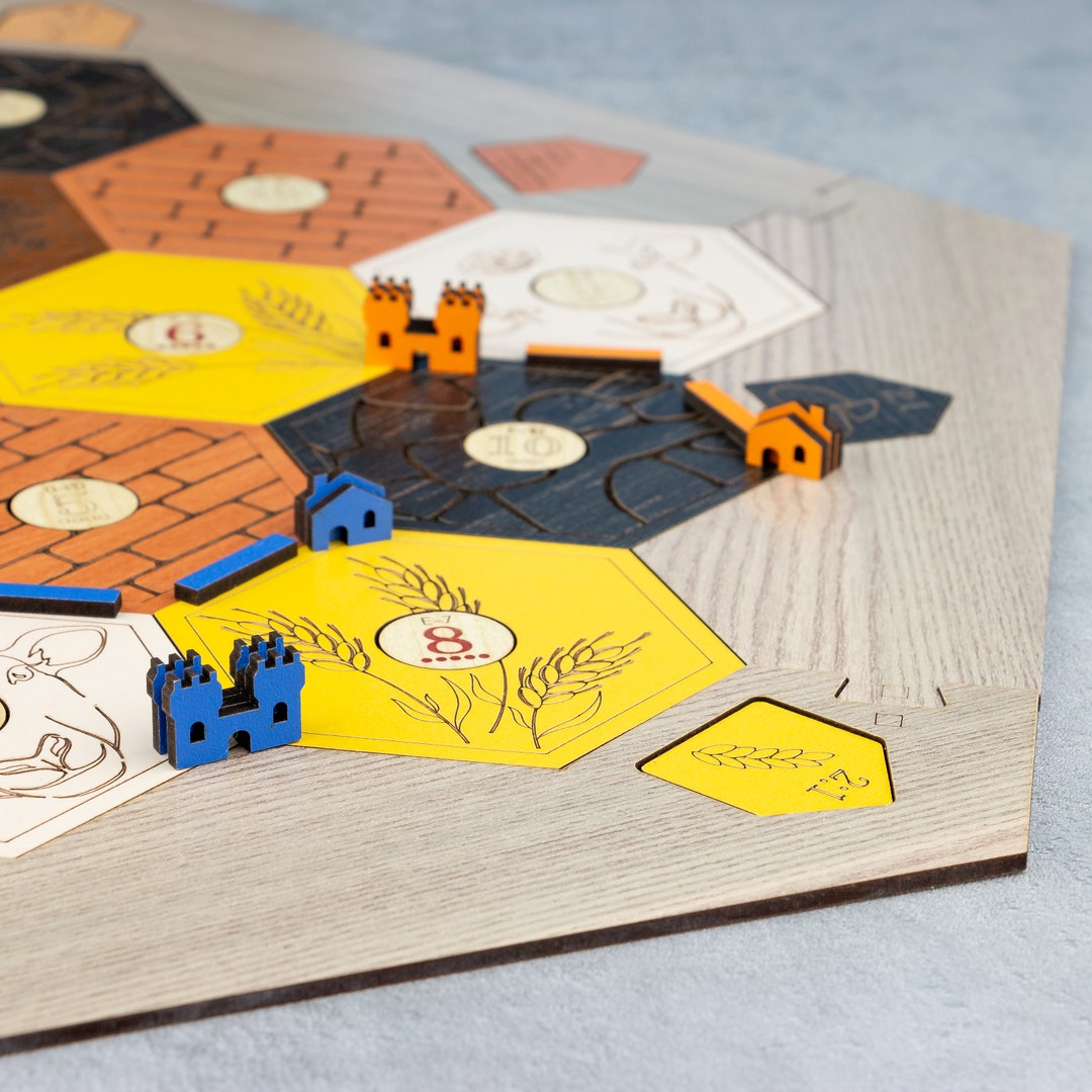 Custom Settlers Wood Game Board Pieces & Box 24 and 26 Etsy