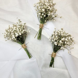 Buttonhole Dried Flowers / Gypsophila Buttonhole twine, Neutral Wedding Dried Flowers, Wedding Buttonholes, Boutonniere, White Buttonhole