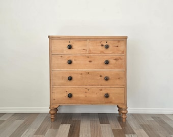 Antique English Pine Chest of Drawers (Dresser)- Circa 1870