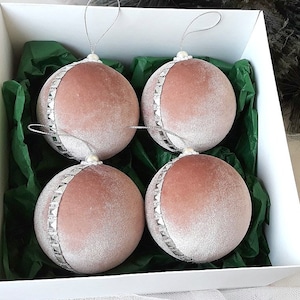 Christmas ornaments Beige ornaments Velvet baubles Handmade velvet balls Home tree decor  Christmas tree decorations Santa collection