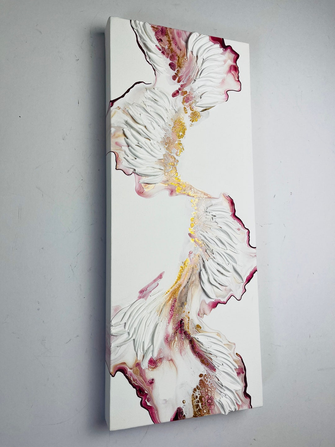 Textured Abstract Pink and Gold Painting on Canvas - Modern Wall Art - Etsy
