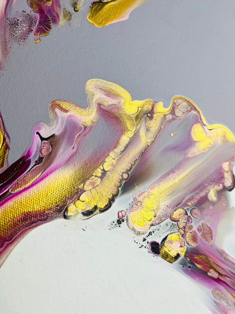 Pink & Gold Dutch Pour Painting: Abstract Fluid Art (35x45cm) - Etsy