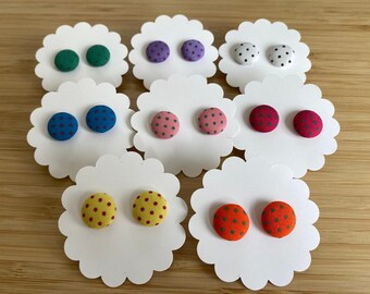 Titanium yellow polka dot hexagon mini studs with hypoallergenic nickel free posts