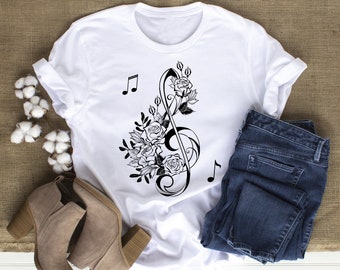 Notes De Musique Clavier Cl/é De Sol Piano T-Shirt
