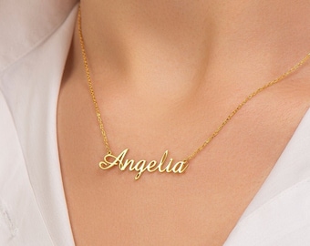 Personalized Sterling Silver Name Necklace: Custom Jewelry Gift, 18K Gold Plated Option, Dainty Script Name Pendant, Necklace for Her