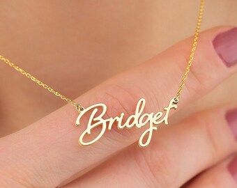Personalized Sterling Silver Name Necklace: Custom Name Jewelry Gift, Dainty Letter Pendant, Minimalist Everyday Necklace for Her