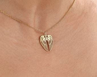 Gold Angel Wing Necklace: Sterling Silver Memorial Jewelry, 18K Gold Plated Pendant, Guardian Angel Protection Charm, Sympathy Gift for Her