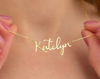 18K Gold Plated Name Necklace: Personalized Sterling Silver Custom Jewelry