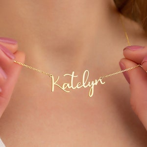 Colar com nome banhado a ouro 18K, colar com nome personalizado, colar com nome personalizado, presente de aniversário para ela, presente de Natal, presente para a mãe