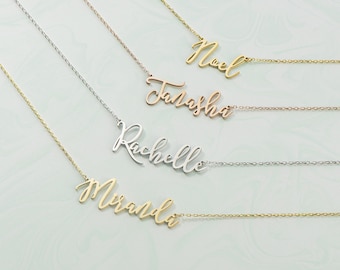 Dainty Sterling Silver Name Necklace: Personalized 18K Gold Plated Jewelry, Custom Script Pendant, Minimalist Everyday Necklace