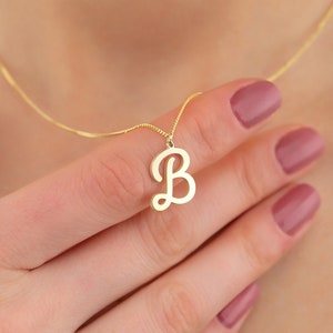 14K Plated Gold Initial Pendant: Personalized Letter Pendant, Elegant Gold Name Necklace, Everyday Minimalist Necklace, Gift for Ladies