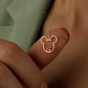 Colar com iniciais personalizadas, colar do Mickey Mouse, joias infantis, presente de Natal, presente para mãe, presentes para mulheres, colar com letras