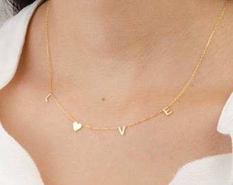 14k Gold Initial Necklace: Personalized Letter, Sterling Silver